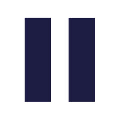 Two Dark Blue Vertical Rectangles Isolated on White Background.