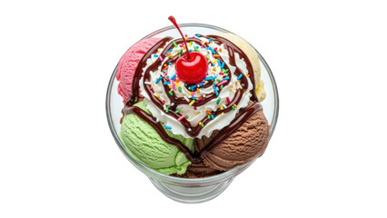 Ice Cream Sundae with Cherry, Sprinkles, and Whipped Cream