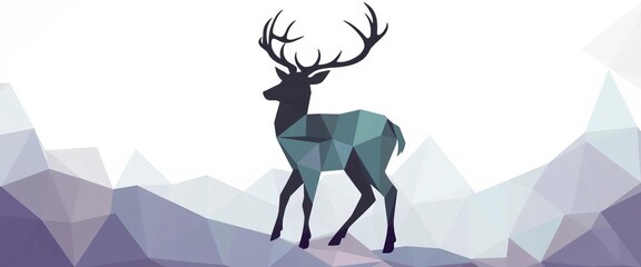 Geometric shapes forming a stylized deer silhouette,  wall art,  vector