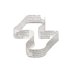 Digital data stream flows from winding receipt tape