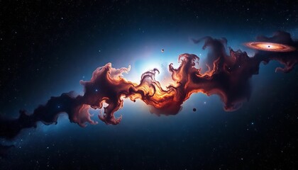 Vast, star-filled nebula with swirling cosmic dust and distant galaxies,  stellar,  astronomical