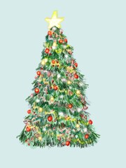 hand drawn christmas tree