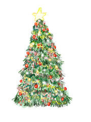 hand drawn christmas tree
