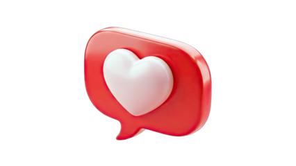 3D Heart Bubble Icon on White Background
