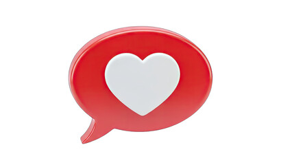 3D Heart Bubble: Love Message on White Background