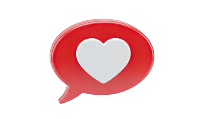 3D Heart Bubble: Love Message on White Background