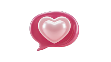 3D Heart Bubble: Love Message on White Background