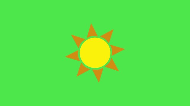 animation of the sun emitting light on a green screen