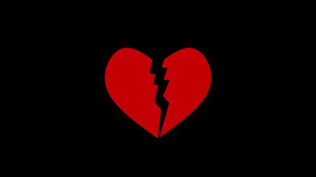 animated illustration of a broken heart on a black screen