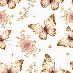 Elegant Butterfly & Floral Seamless Pattern