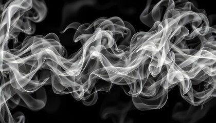 Abstract Black and White Smoke Swirling in Fluid Patterns Creating Ethereal Atmosphere