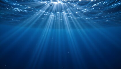 Stunning Rays of Light Penetrating Through the Clear Blue Water in an Underwater Scene