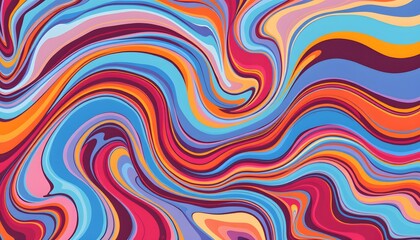 Abstract Colorful Swirling Waves Pattern in Vibrant Multicolors with Fluid Motion and Texture