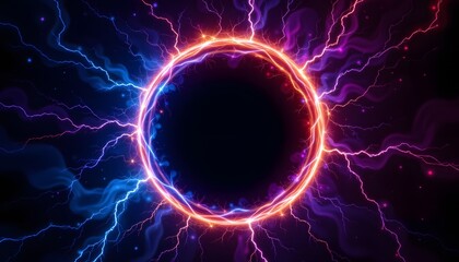 Abstract Circular Energy Design with Vibrant Electric Colors and Dynamic Light Effects