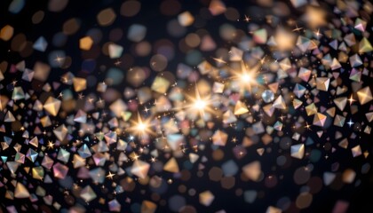 Abstract Colorful Sparkling Background with Glowing Lights and Geometric Shapes