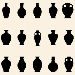 Decorative Vase Icons Set
