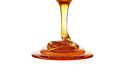Honey Pouring Down on White Background