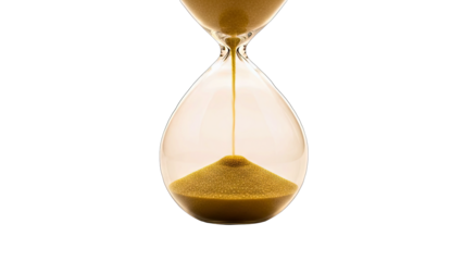 Hourglass with Sand Flowing Down on White Background