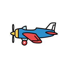 Colorful cartoon airplane with propeller and wings.