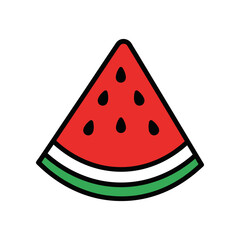 Fresh watermelon slice with black seeds and green rind summer fruit.