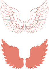 Naklejka premium Stunning angel wings design in outline and solid forms