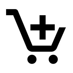 Fototapeta premium Digital Addition: A minimalist shopping cart icon, elegantly combines the universal symbol of online retail with an addition sign, conveying the essence of increasing, buying or expansion.