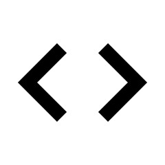 Code brackets Symbol: A minimalist design featuring a pair of code brackets, conveying the essence of programming and coding, ideal for representing technology, information and data