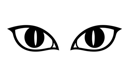 Obraz premium Two Stylized Black And White Cat Eyes With Vertical Pupils On A Plain White Background