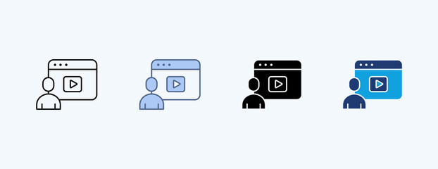 Online Video Multiple Icon Illustration Vector