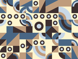 Obraz premium Vibrant Retro Geometric Pattern: Abstract Art with Circles, Squares, and Bold Color Blocks