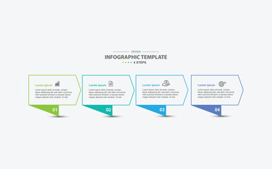Infographic design template. Timeline concept with 4 steps. Can be used for workflow layout, diagram, banner, webdesign. Vector illustration