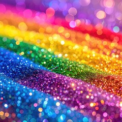 Vibrant rainbow glitter,  blurred bokeh