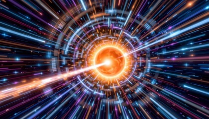 Dynamic Energy Explosion in Cosmic Vortex with Radiant Colors and Fast Moving Lights