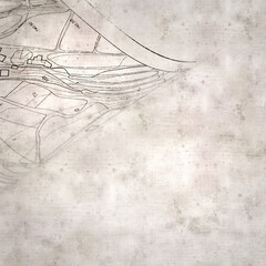 Obraz premium textured stylish old paper background, square, with Topographic maps on tracing paper rolled up into a tube
