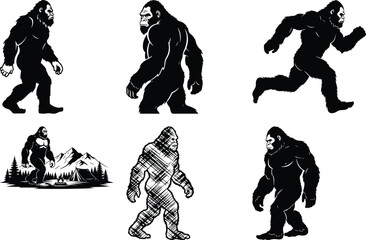 Fototapeta premium Bigfoot Silhouette Collection in Wild Nature
