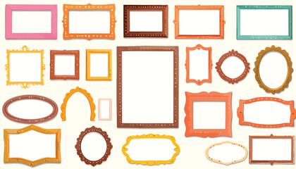Collection of whimsical, colorful, and unique picture frames