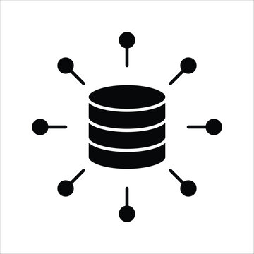 Illustrative Icon of a Centralized Data Server Connecting Multiple Network Nodes, Symbolizing Database Management and Distributed Information Access Systems