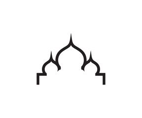 Islamic Mosque Outline Vector | Minimal Masjid Line Art Icon | Muslim Architecture Design