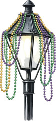 Mardi Gras Lantern with Traditional Bead Garlands