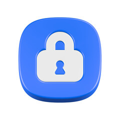 padlock 3d rendering icon blue button