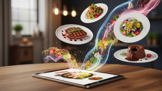 Culinary Delights - Augmented Reality Food Display on Tablet.