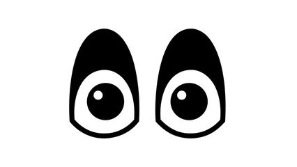Obraz premium Whimsical Cartoon Eyes with Black Pupils and White Sclera on a Clean White Background Evoking Curiosity and Surprise Simple Graphic Illustration