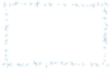 散りばめられた雪の輝きのフレーム　水色