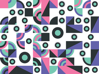 Obraz premium Vibrant abstract geometric pattern featuring shapes and colors in a dynamic composition