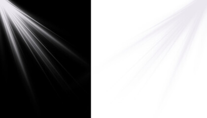 Radiant white spotlight beam effect, isolated light overlay element