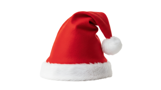 Red Santa Hat with White Fur Trim isolated on a Clean Background - Powered by Adobe