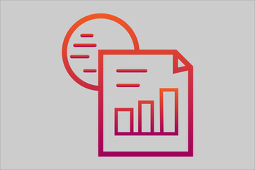 This image features a document or report icon (a sheet of paper with a folded corner) that displays a bar chart and horizontal lines representing text.