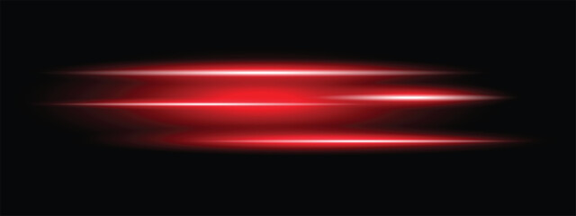 Glowing horizontal red light line with radiant shine and beam effect, flare, and neon glow. vector illustration.