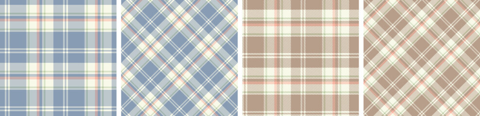 plaid and tartan pattern set.checkered fabric texture background.