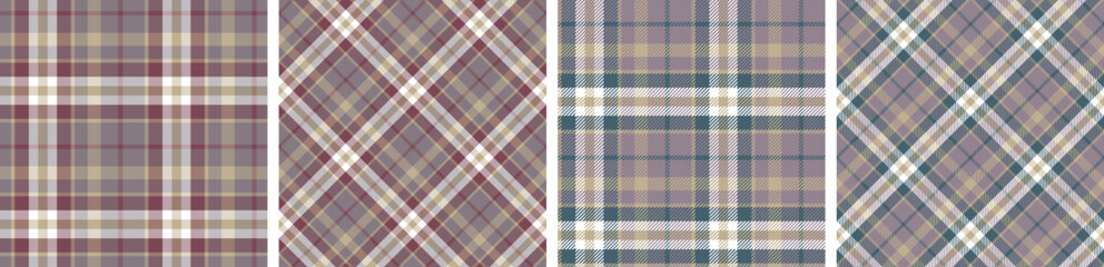 plaid and tartan pattern set.checkered fabric texture background.